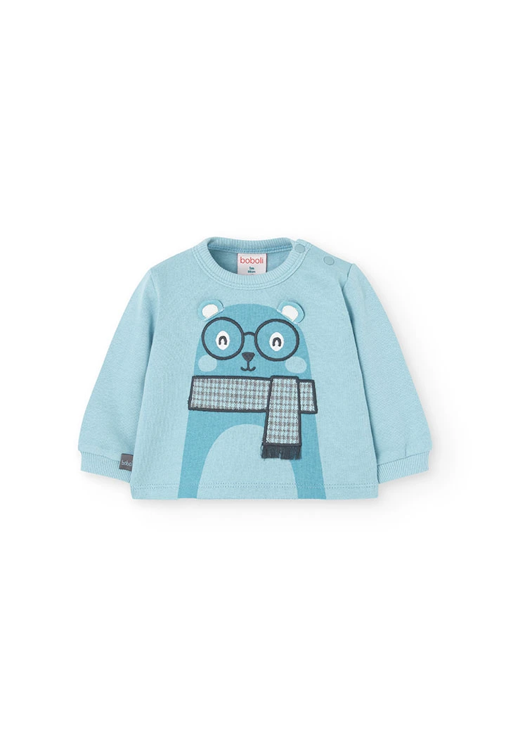 2tlg. Set mit Sweatshirt und Hose aus Baumwolle für Baby-Jungen in Blau