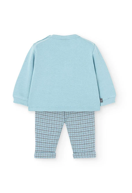 Conjunto de sweatshirt e calças de algodão para bebé menino em azul