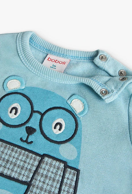 Set of sweatshirt and cotton trousers for baby boy in blue