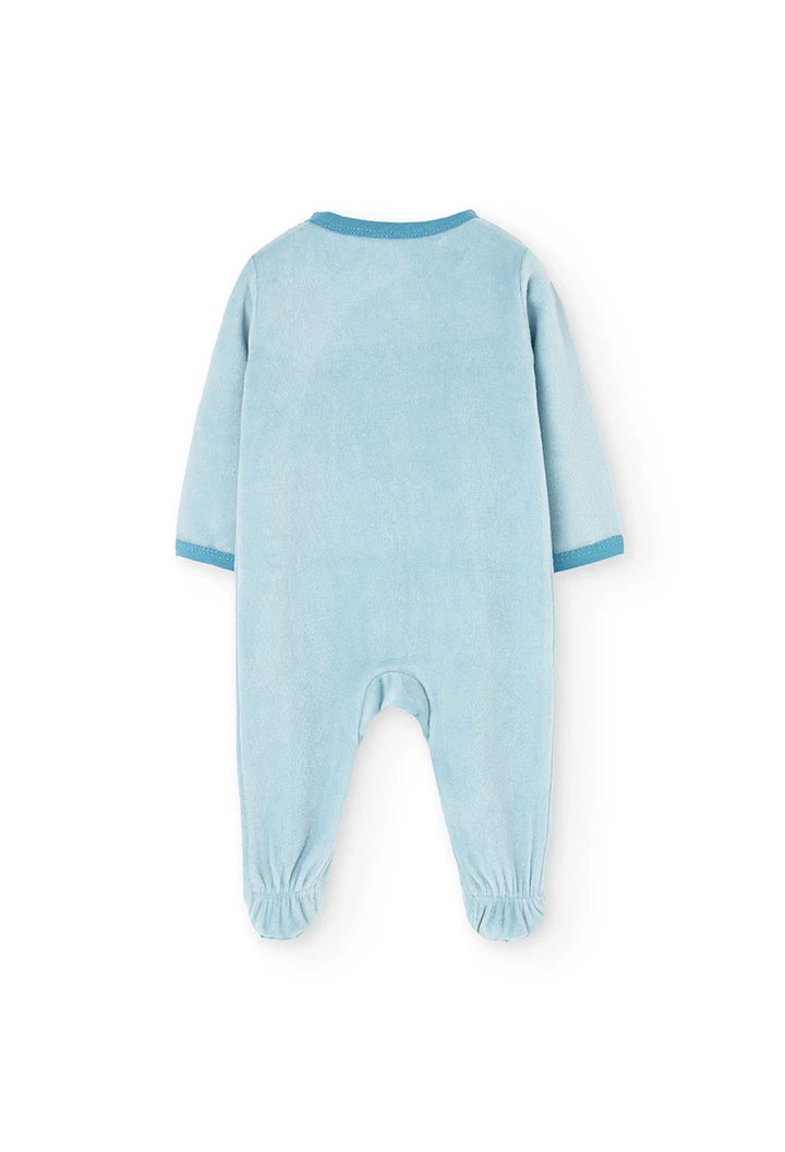 Babygrow de veludo para bebé menina em azul