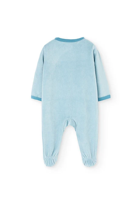 Velvet jumpsuit for baby girl in blue