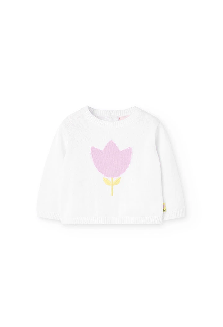 Set di maglia per bambina in bianco e rosa con stampa