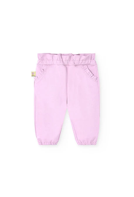 Ensemble en maille pour bébé fille en blanc et rose avec motif.