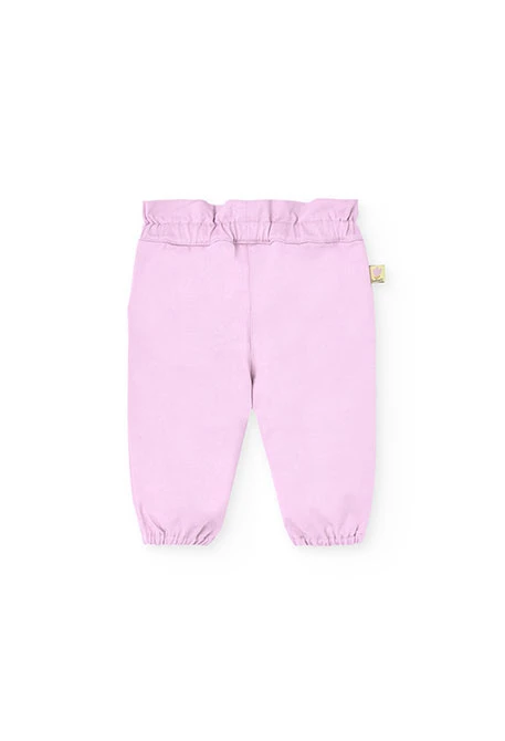 Ensemble en maille pour bébé fille en blanc et rose avec motif.