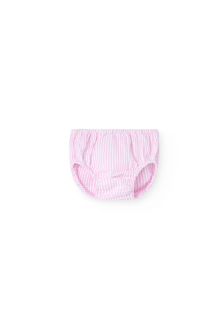 Vestito di popeline per neonata a righe rosa e bianco