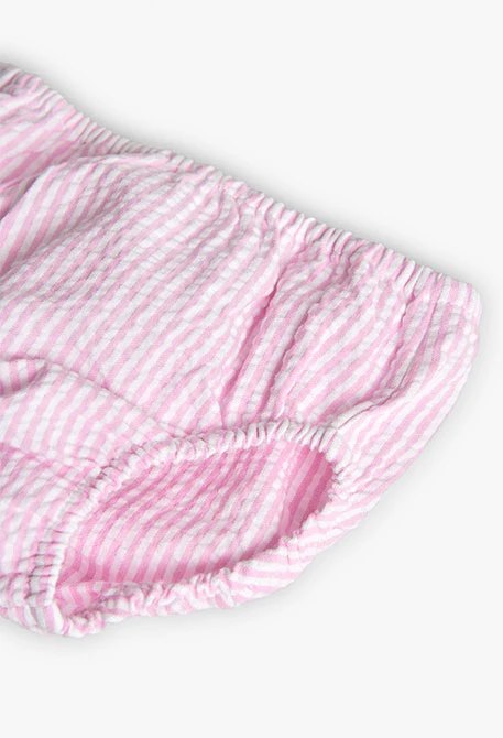 Mädchen-Babykleid aus gestreiftem Popeline in Rosa und Weiß