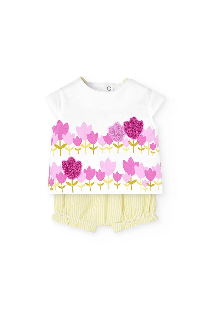 Set in maglia per neonata bianco con stampa floreale.