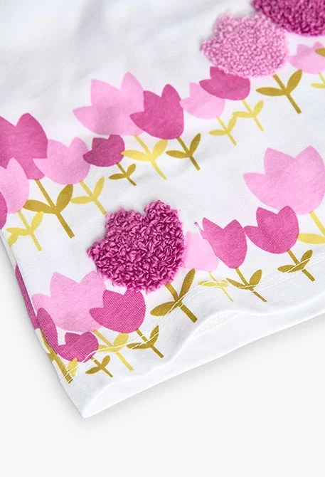 Conjunto de malha para bebé menina em branco com estampado de flores