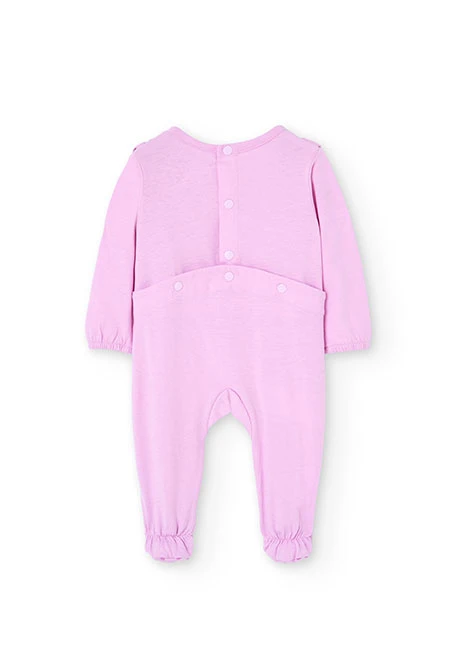 Pelele in maglia per neonata di colore rosa con stampa di farfalle e fiori.