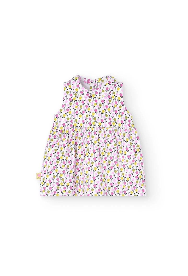 Vestitino in maglia per bambina con stampa floreale
