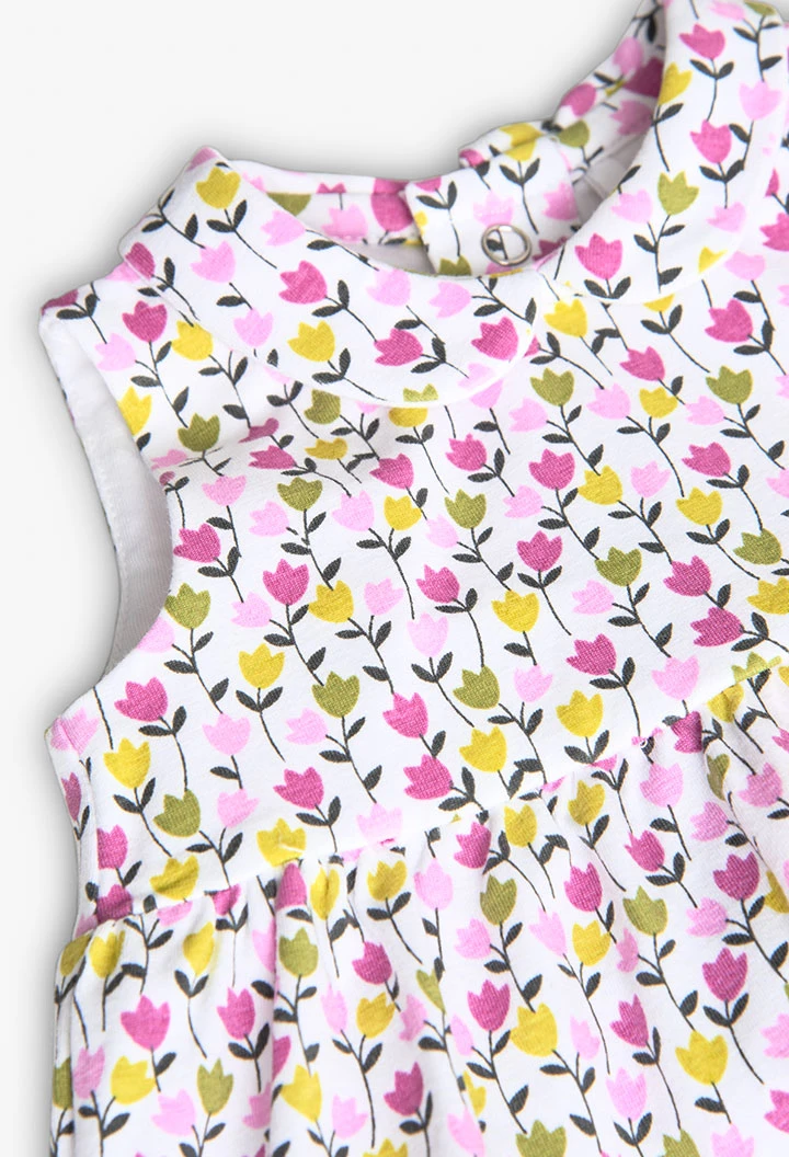 Vestitino in maglia per bambina con stampa floreale