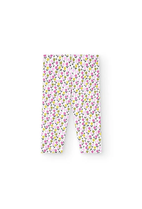 Conjunto de t-shirt e calças de malha para bebé menina em verde com estampado floral
