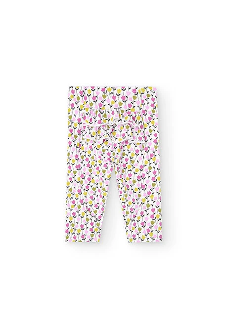 Conjunto de t-shirt e calças de malha para bebé menina em verde com estampado floral