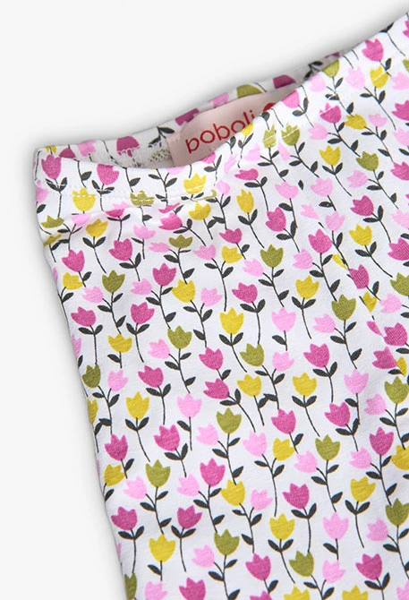 Conjunto de t-shirt e calças de malha para bebé menina em verde com estampado floral