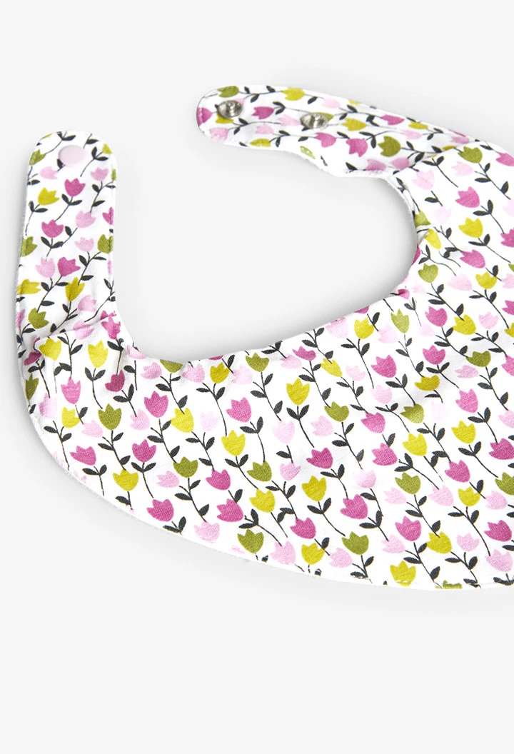 Set di bavaglini a fazzoletto in jersey per neonati unisex di colore rosa con stampa floreale.