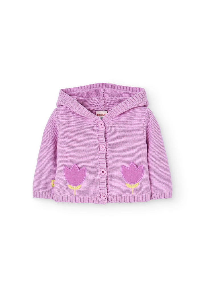 Giacca in maglia per neonata color rosa