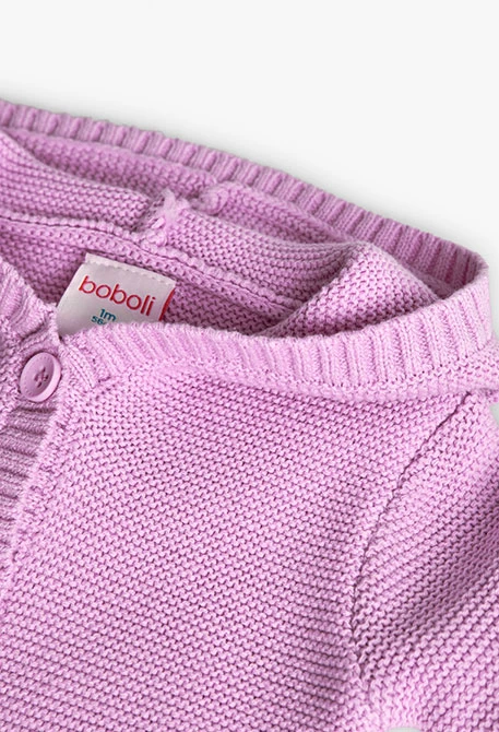 Casaco de tricô para bebé menina em cor-de-rosa