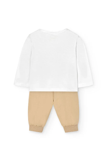 Baby boy knitted set in white with hippo print.