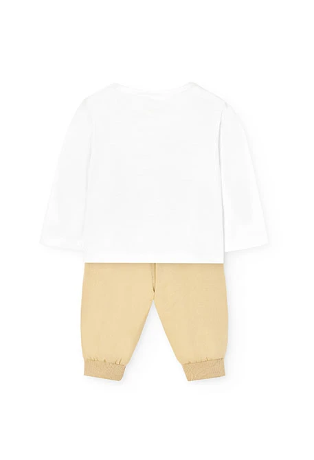Baby boy knitted set in white with hippo print.