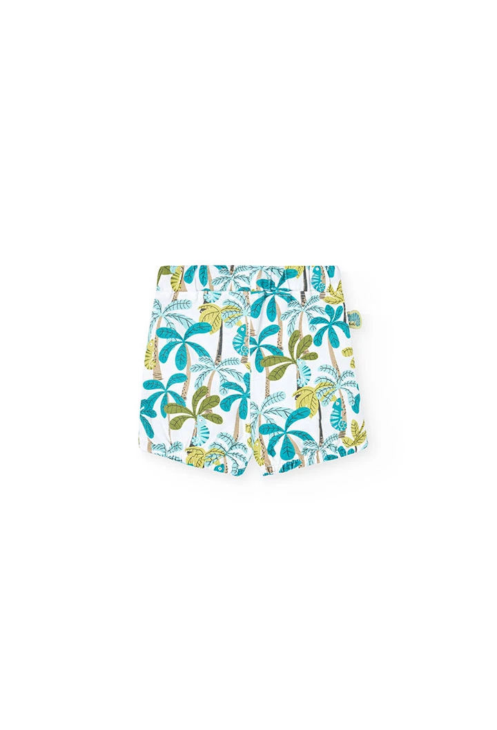 Completo di t-shirt e pantaloncini in maglia per bambino neonato di colore verde.