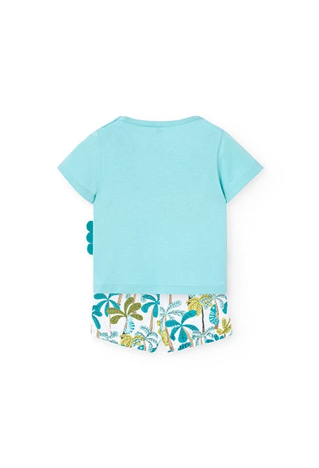 Knitted T-shirt and shorts set for baby boy in green colour