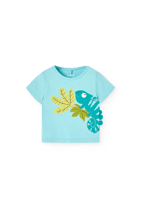 Knitted T-shirt and shorts set for baby boy in green colour