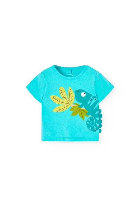 Knitted T-shirt and shorts set for baby boy in green colour