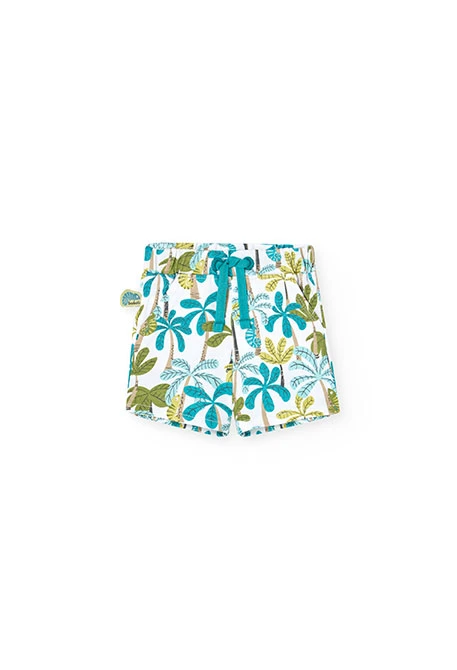 Completo di t-shirt e pantaloncini in maglia per bambino neonato di colore verde.