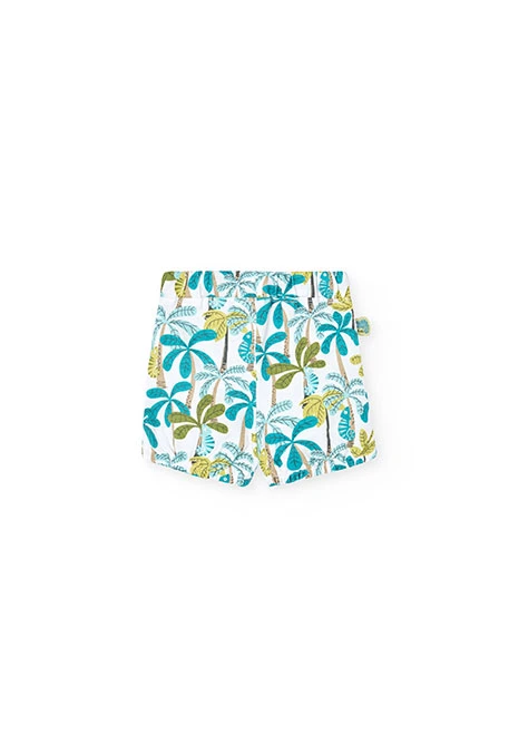Completo di t-shirt e pantaloncini in maglia per bambino neonato di colore verde.