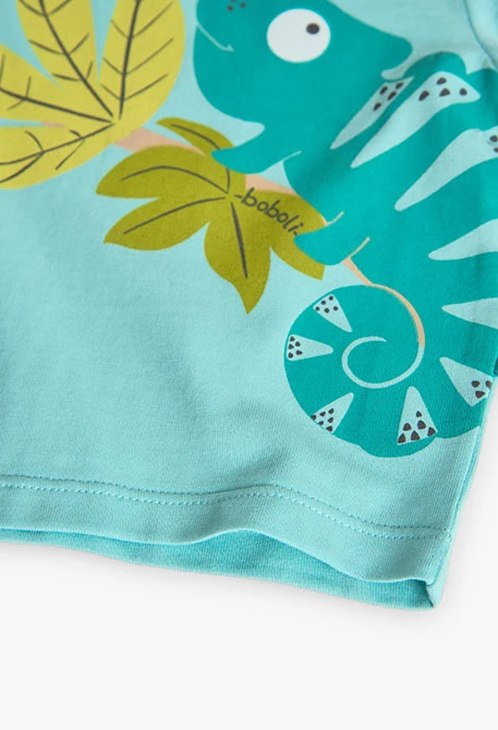 Knitted T-shirt and shorts set for baby boy in green colour