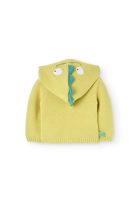 Veste en tricot pour bébé garçon de couleur verte.