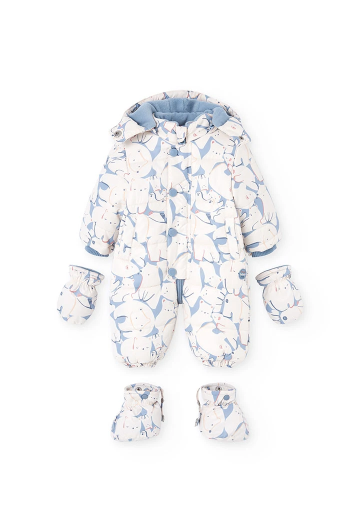 Baby technical animal print overalls in blue
