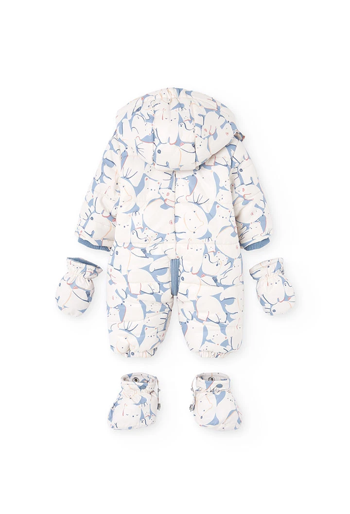 Baby technical animal print overalls in blue