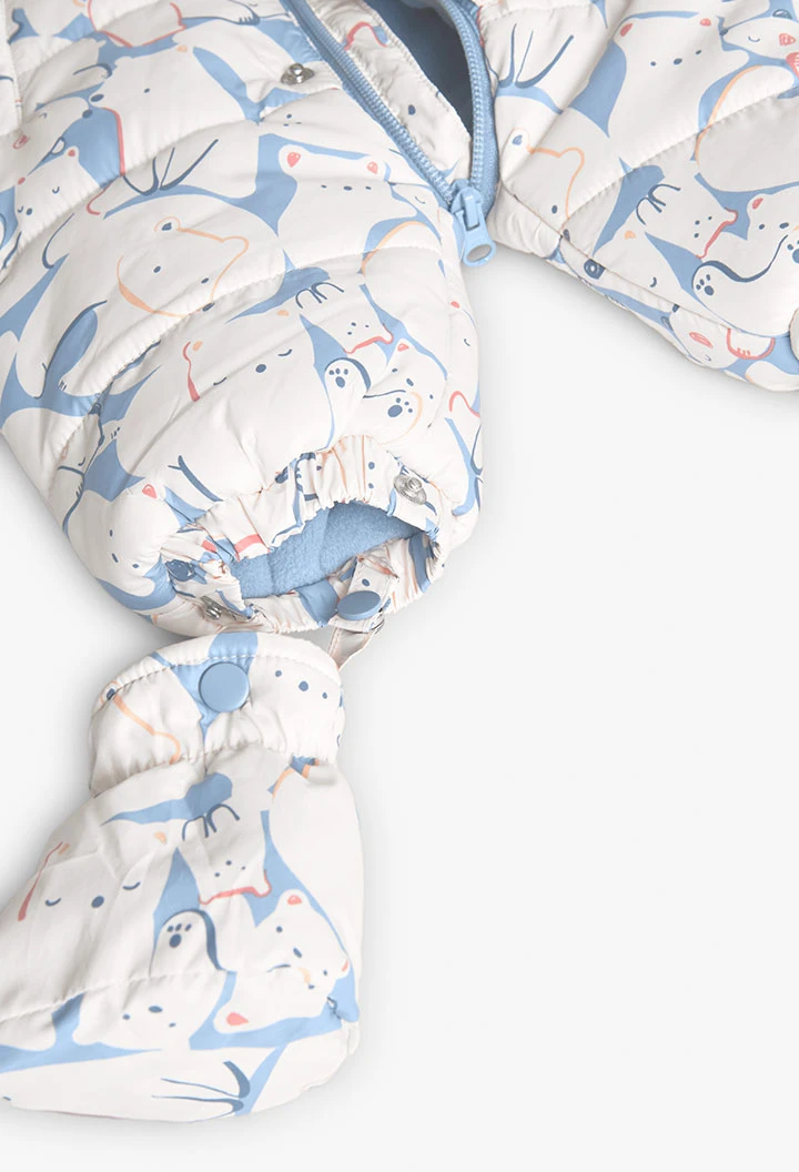 Baby technical animal print overalls in blue