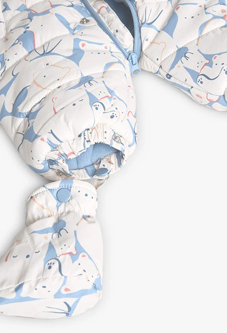 Baby technical animal print overalls in blue