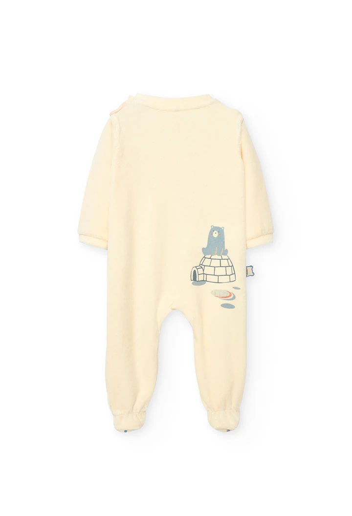 Velvet baby romper with raw animal print
