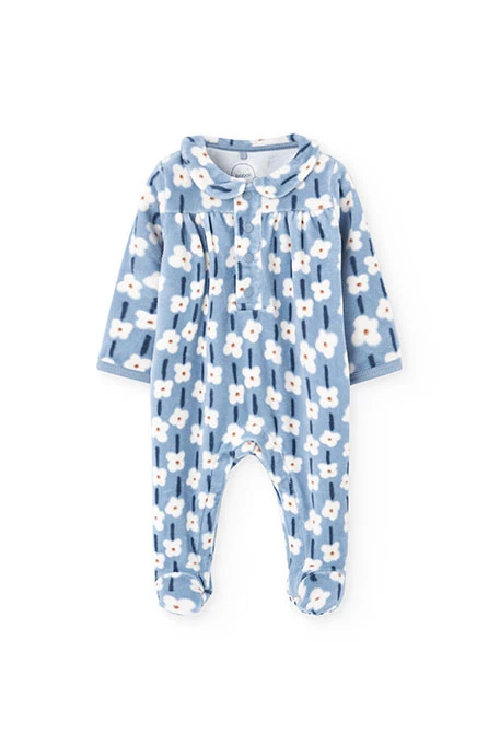 Babygrow de malha com flores azuis para bebé
