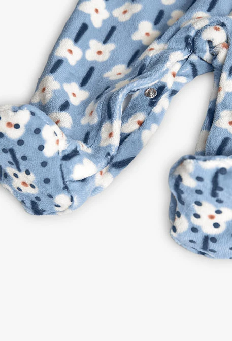 Babygrow de malha com flores azuis para bebé