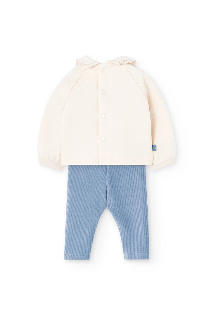 Babyset aus ungebleichtem Strick mit Blumen