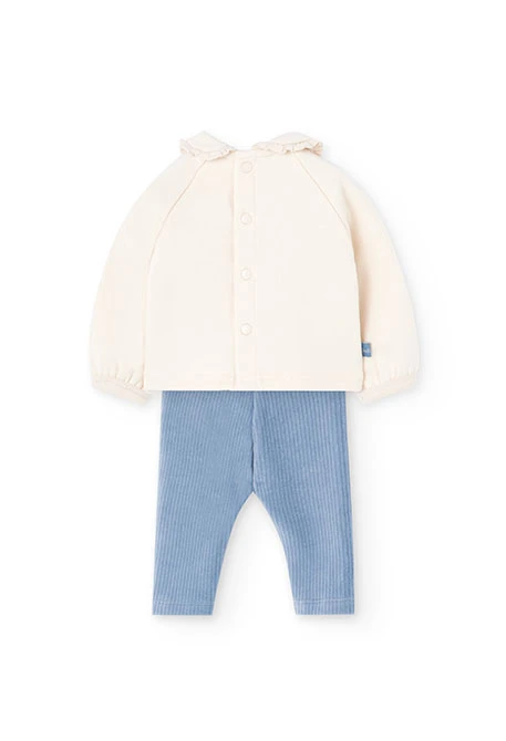 Ensemble bébé en tricot écru avec fleurs