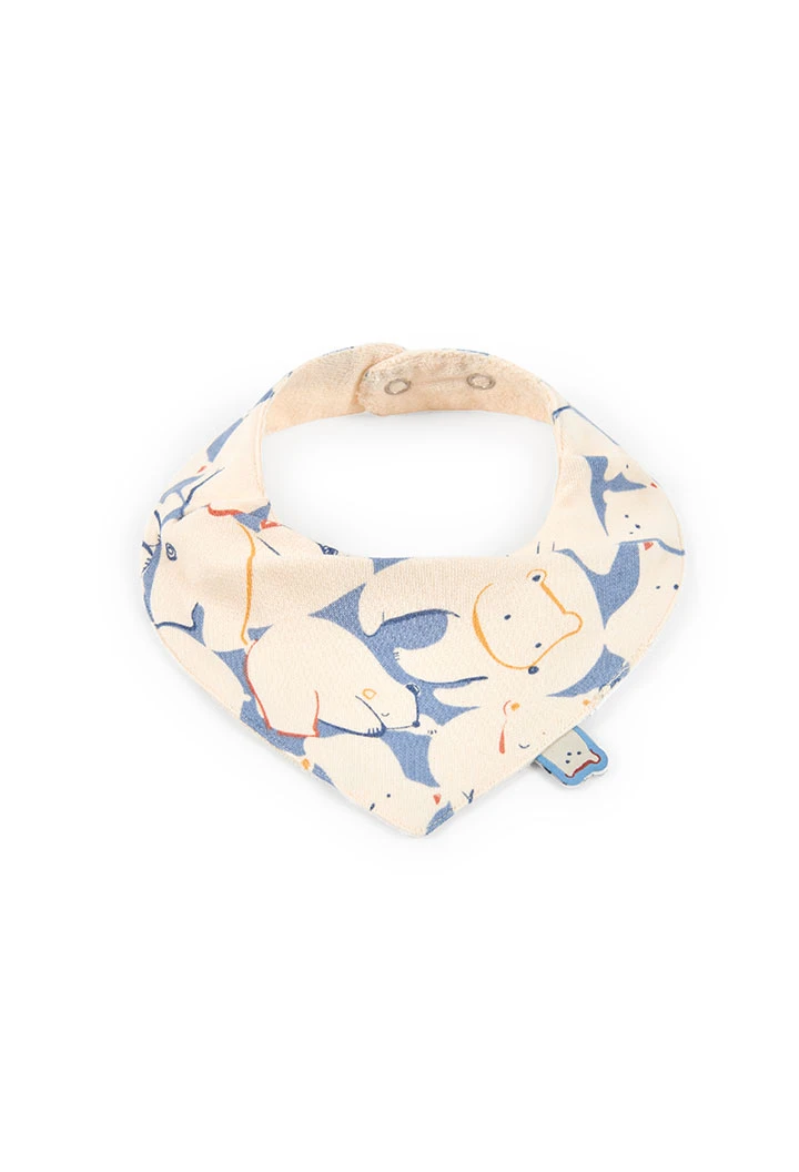 Bavoir en tricot pour bébé avec des animaux en gris