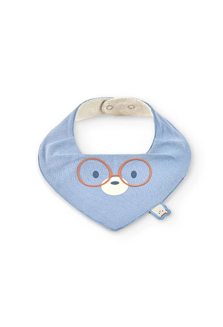 Babero bebé de punto con animales en gris