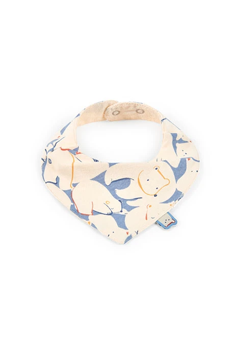 Babero bebé de punto con animales en gris