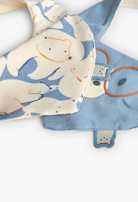 Babero bebé de punto con animales en gris