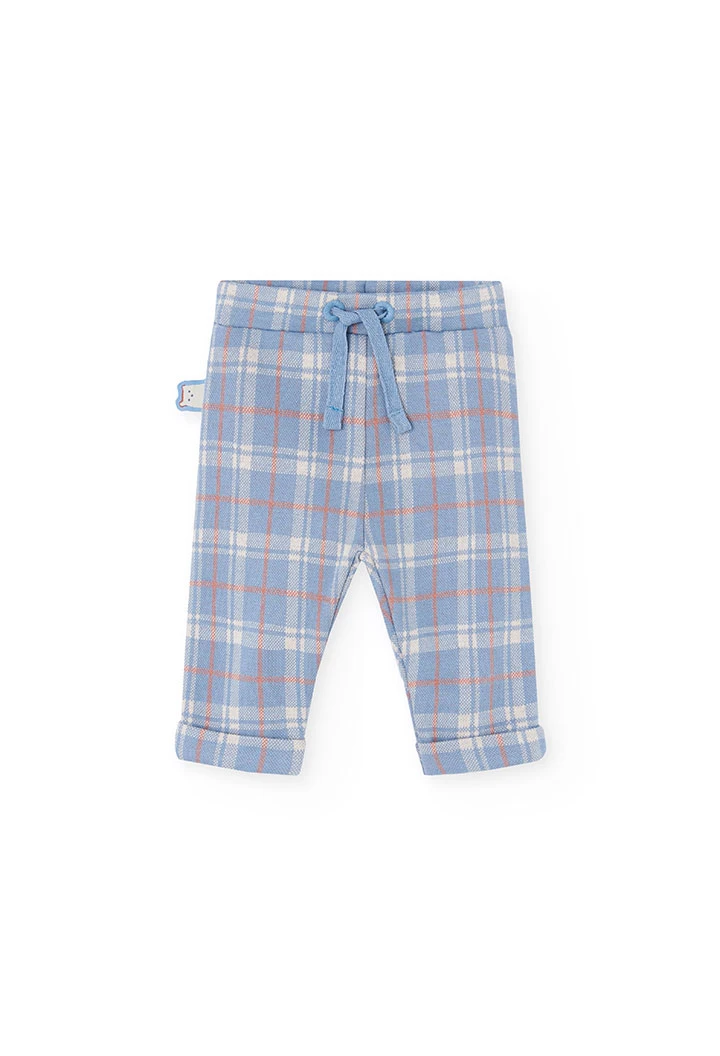 Grey knitted baby set with animal checks