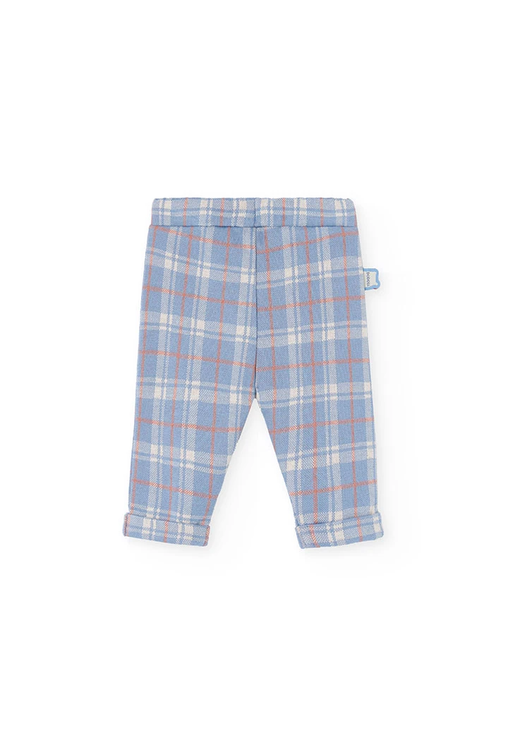 Grey knitted baby set with animal checks