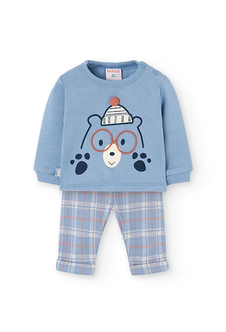 Conjunto bebé de punto gris animales cuadros