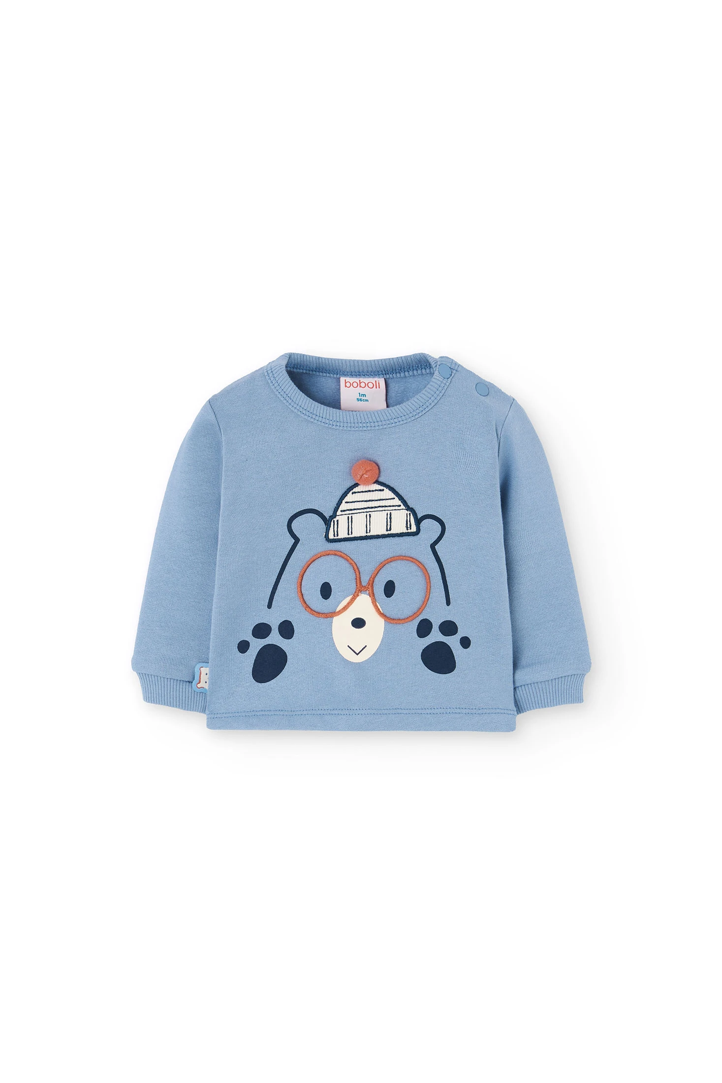 Grey knitted baby set with animal checks