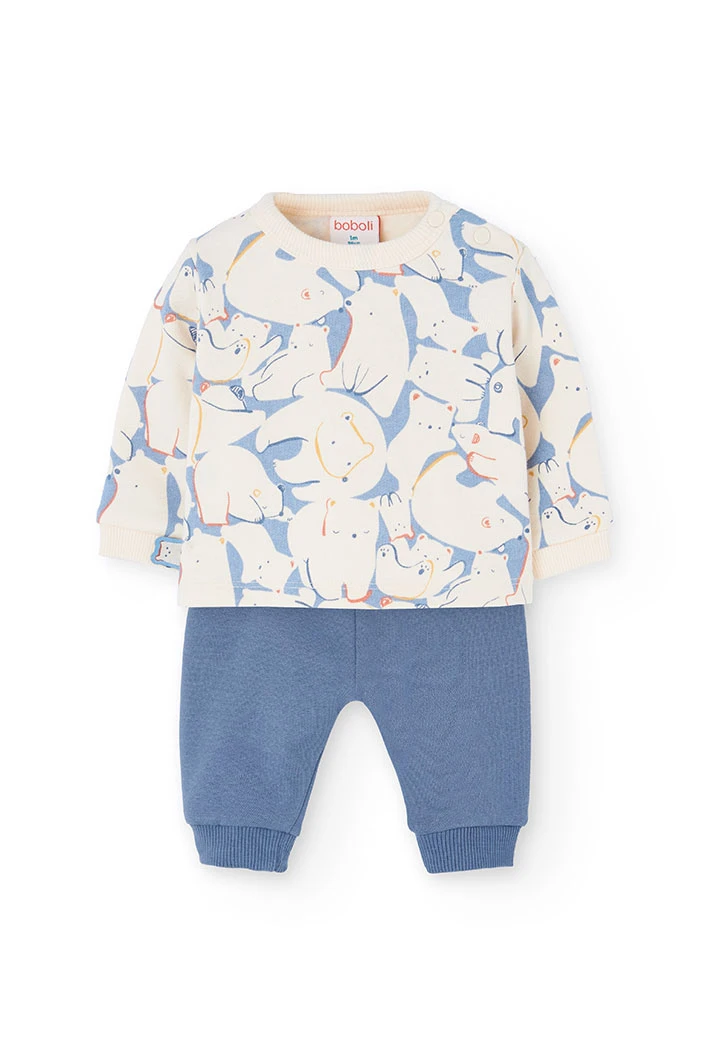 Conjunto de bebé de malha com animais em azul