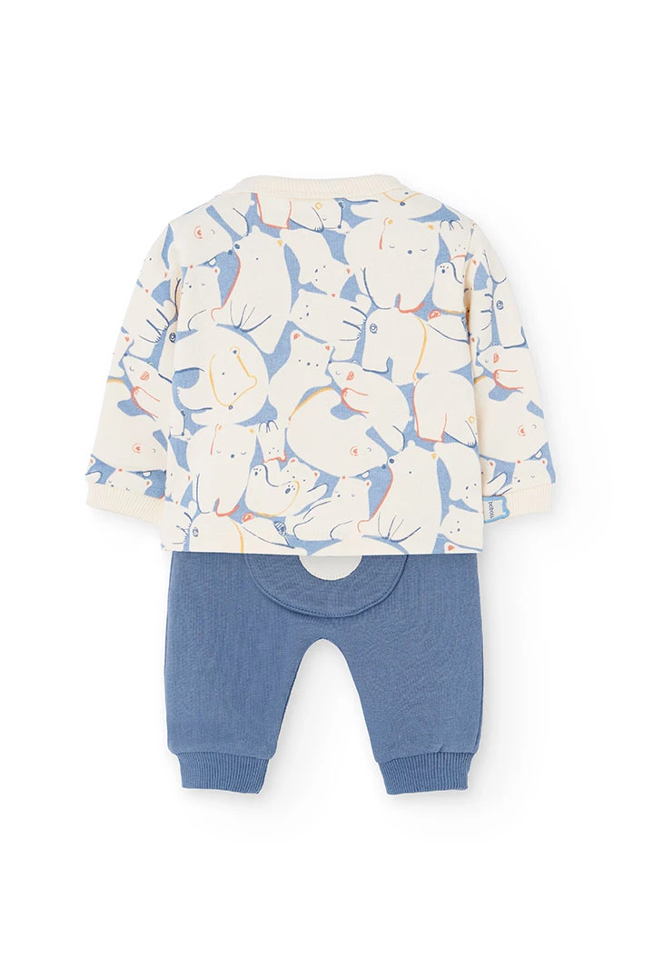 Conjunto de bebé de malha com animais em azul